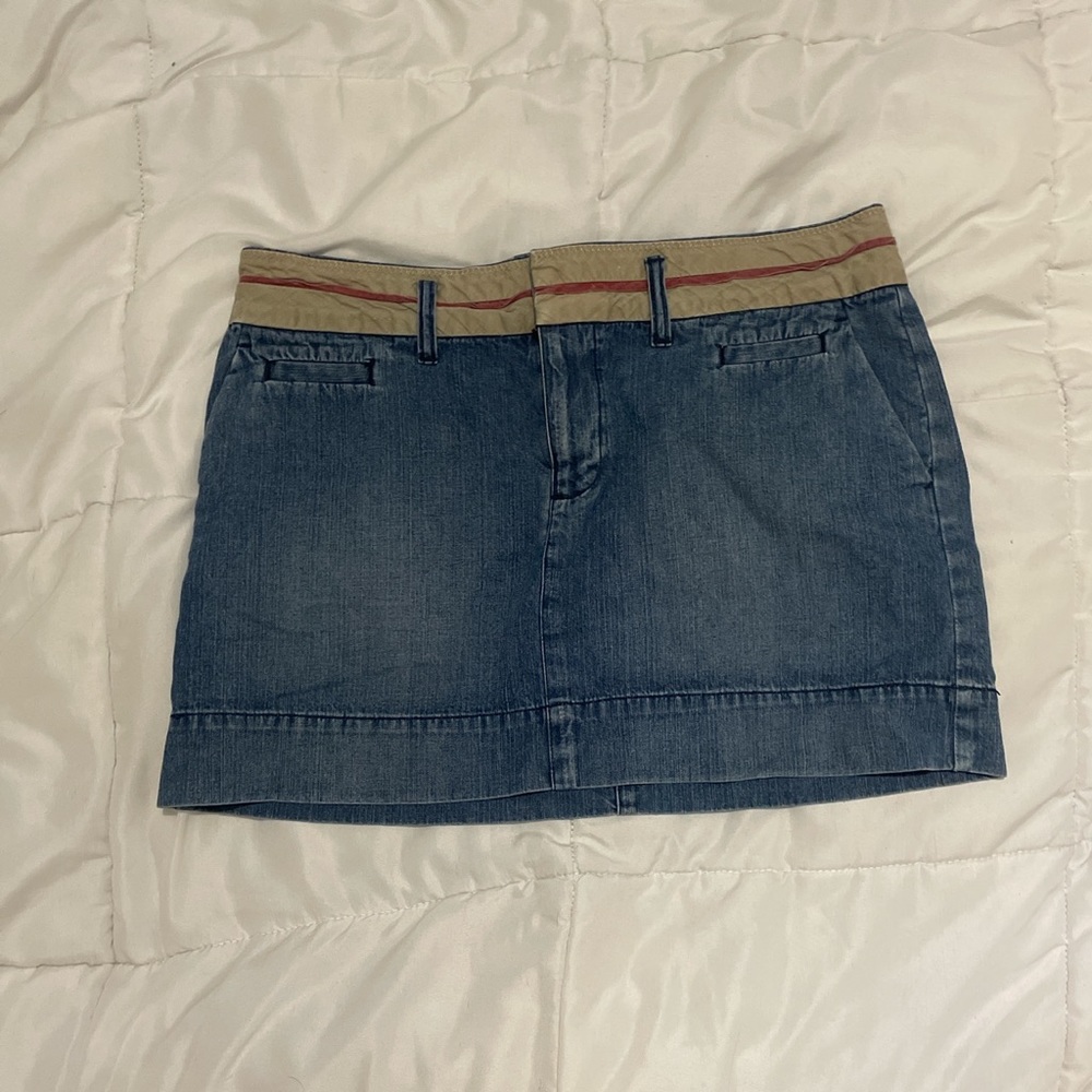 american eagle vintage denim mini skirt with canvas waistband